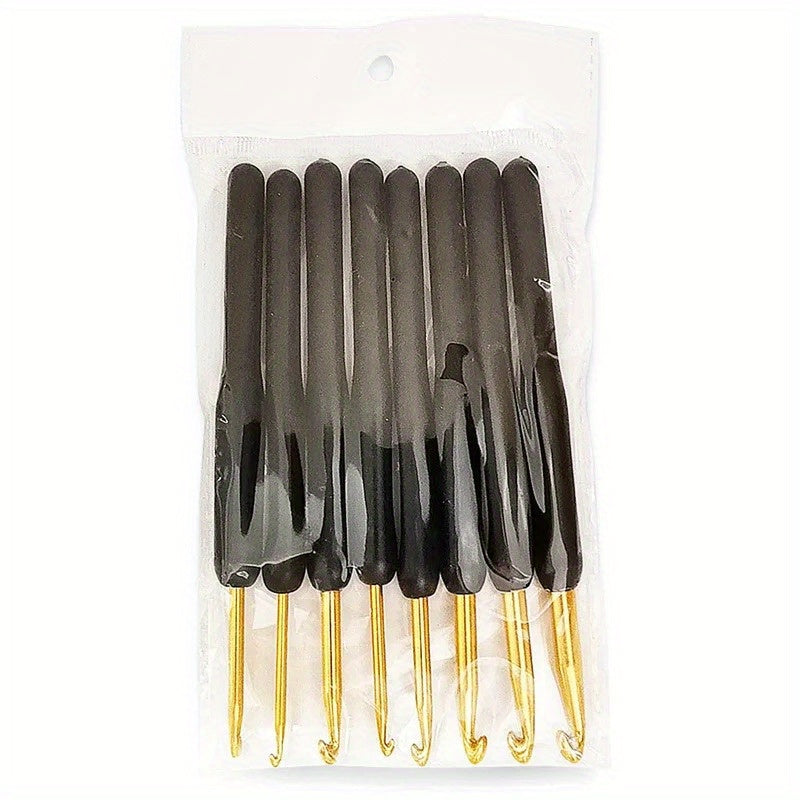 8pcs Grey Crochet Hooks Set Aluminum Alloy Head 2mm-6.0mm DIY Hand Sweater Sewin