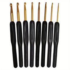 8pcs Grey Crochet Hooks Set Aluminum Alloy Head 2mm-6.0mm DIY Hand Sweater Sewin