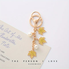 Colorful Leaf Keychain Backpack Carabiner Pendant