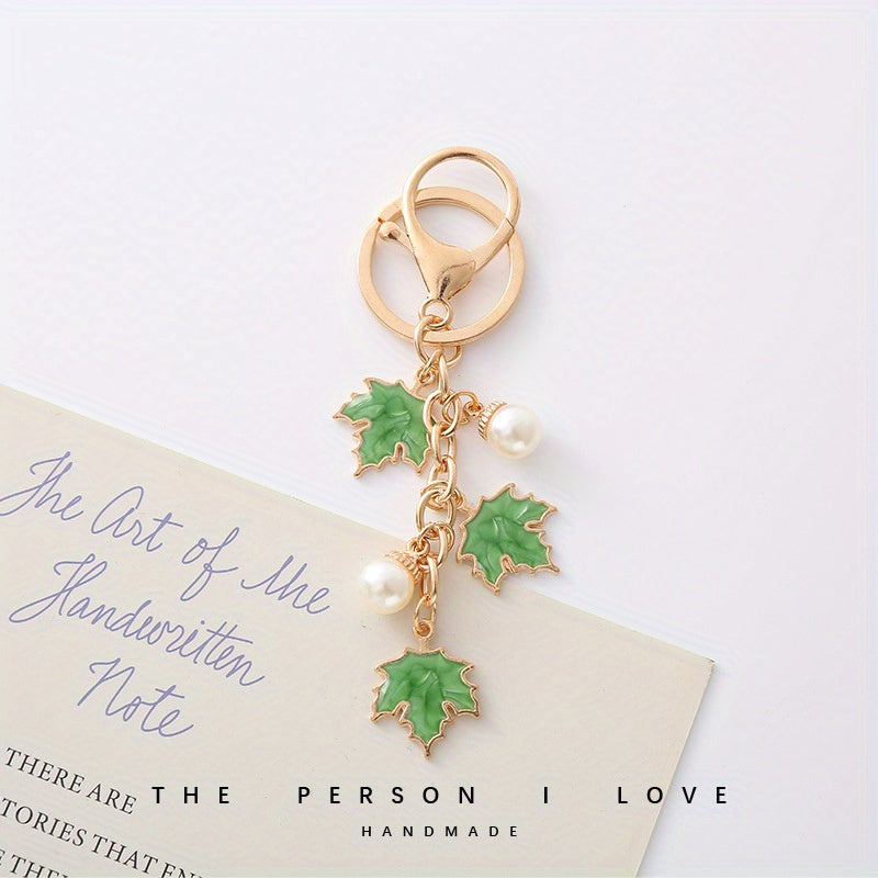 Colorful Leaf Keychain Backpack Carabiner Pendant