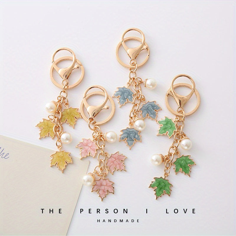 Colorful Leaf Keychain Backpack Carabiner Pendant