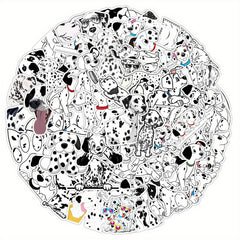 50pcs Dog Stickers Luggage Skateboard Water Cup Car Decor Notebook Spotted