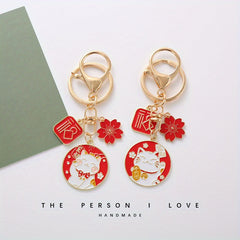 Cute Lucky Cat Keychain Pendant Cartoon Key Ring