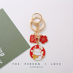 Cute Lucky Cat Keychain Pendant Cartoon Key Ring