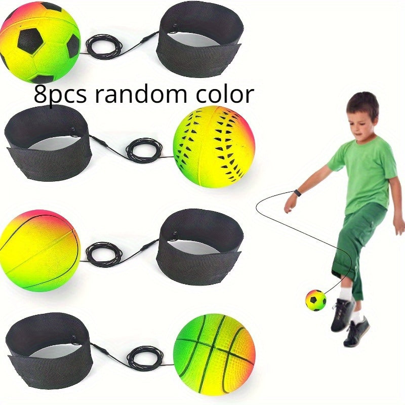 8pcs Wrist Ball Sports Rubber Bouncy Wristband