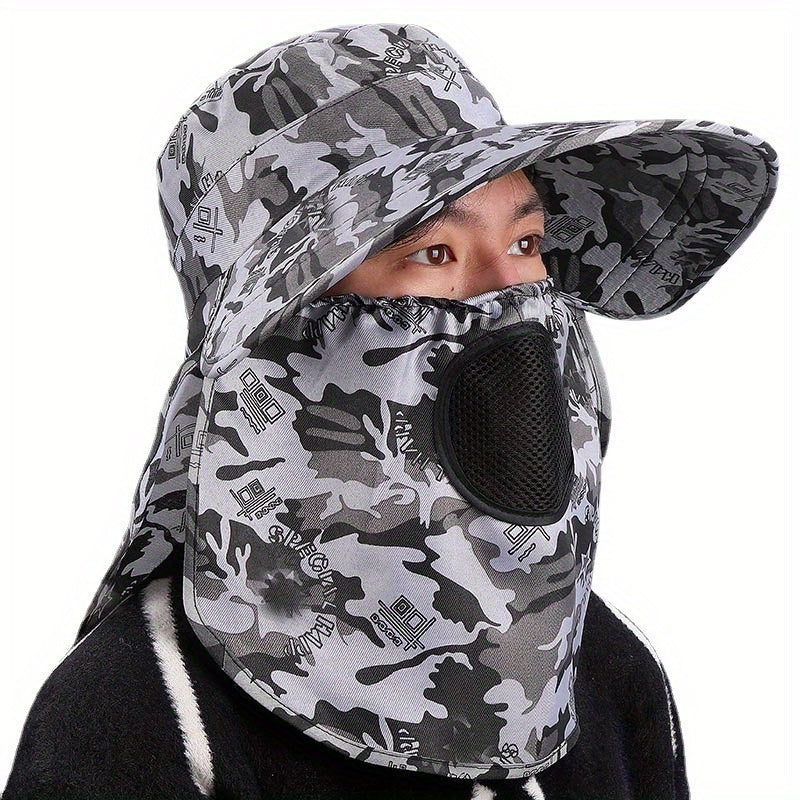Unisex Windproof Breathable UV Sun Hat with Face Cover for Fishing
