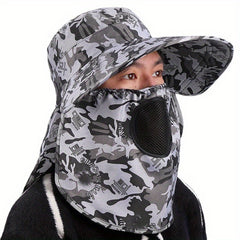 Unisex Windproof Breathable UV Sun Hat with Face Cover for Fishing