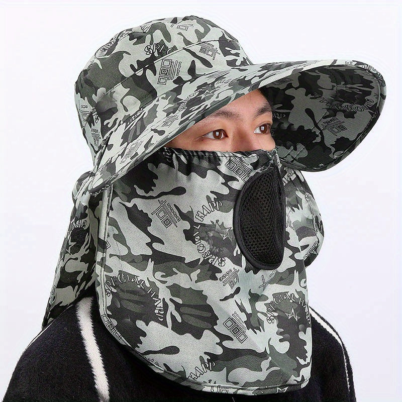 Unisex Windproof Breathable UV Sun Hat with Face Cover for Fishing