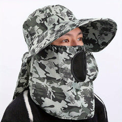 Unisex Windproof Breathable UV Sun Hat with Face Cover for Fishing