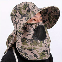 Unisex Windproof Breathable UV Sun Hat with Face Cover for Fishing