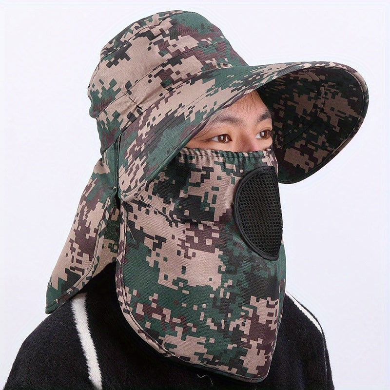 Unisex Windproof Breathable UV Sun Hat with Face Cover for Fishing