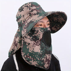 Unisex Windproof Breathable UV Sun Hat with Face Cover for Fishing