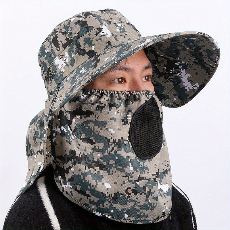 Unisex Windproof Breathable UV Sun Hat with Face Cover for Fishing