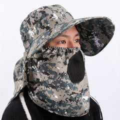 Unisex Windproof Breathable UV Sun Hat with Face Cover for Fishing