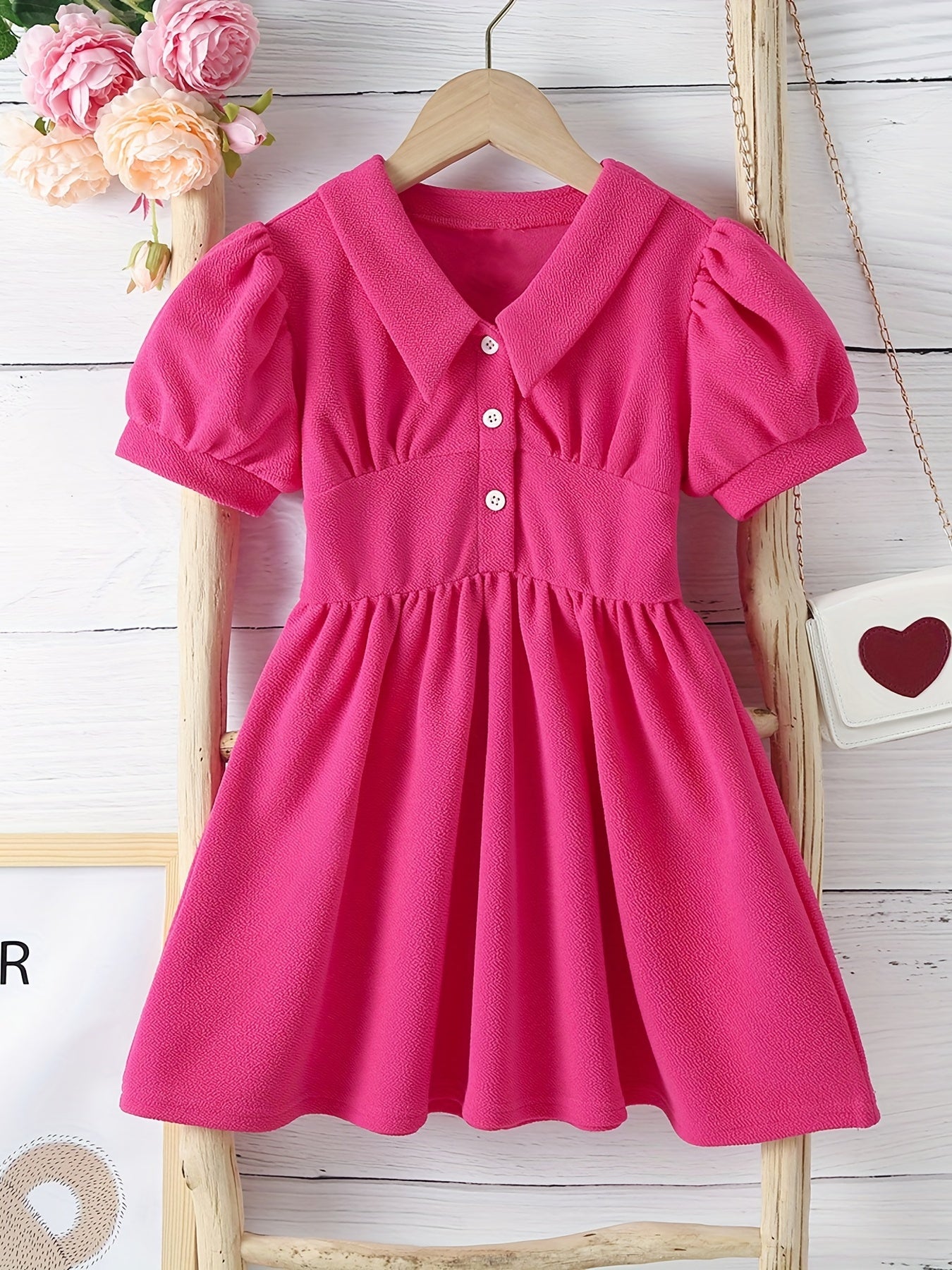 Toddler Girls Puff Sleeve Princess Dress For Party