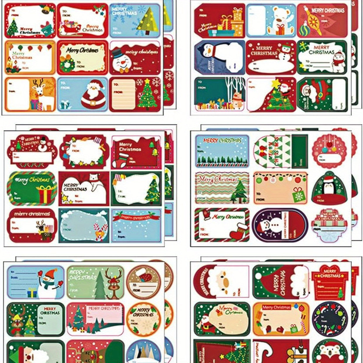 108pcs Xmas Stickers Labels Self Adhesive Christmas Gift Tag