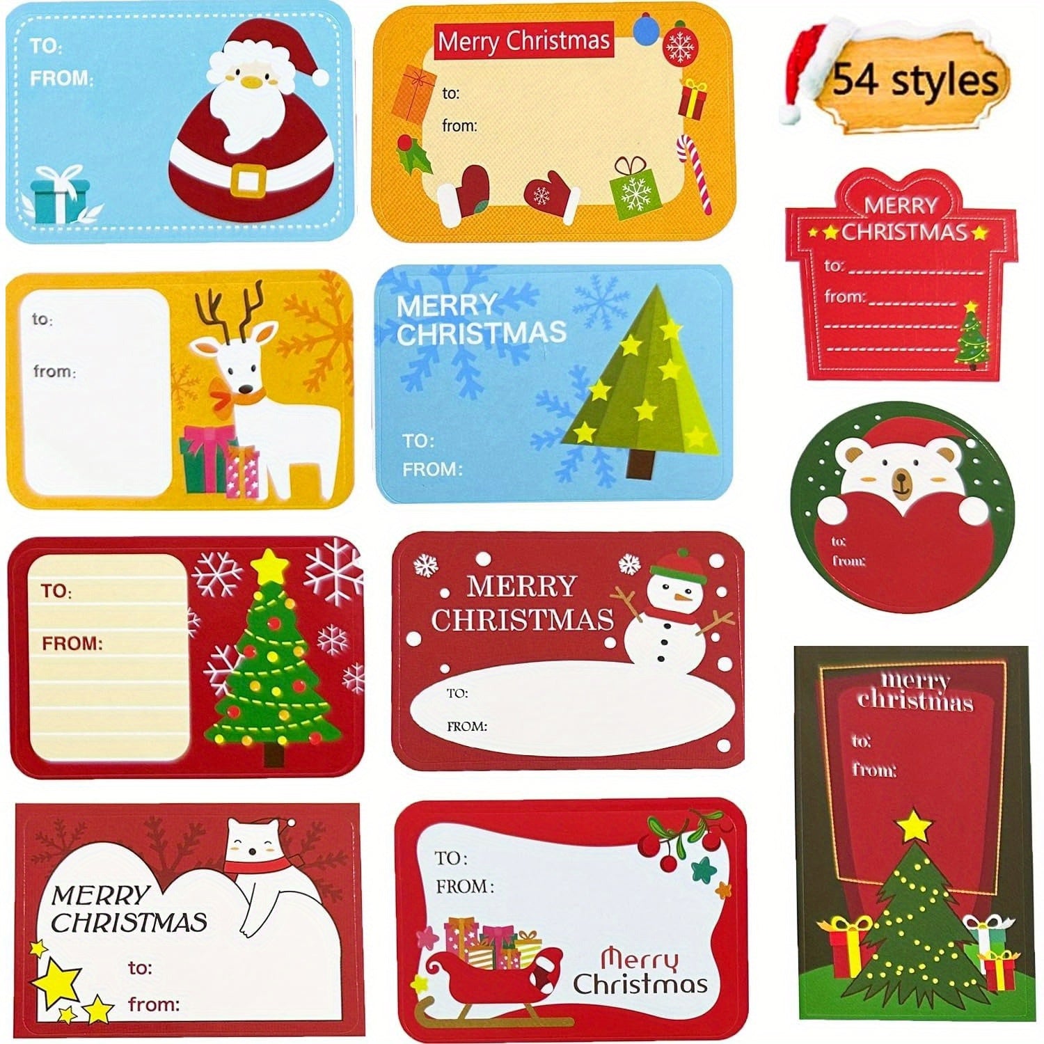 108pcs Xmas Stickers Labels Self Adhesive Christmas Gift Tag