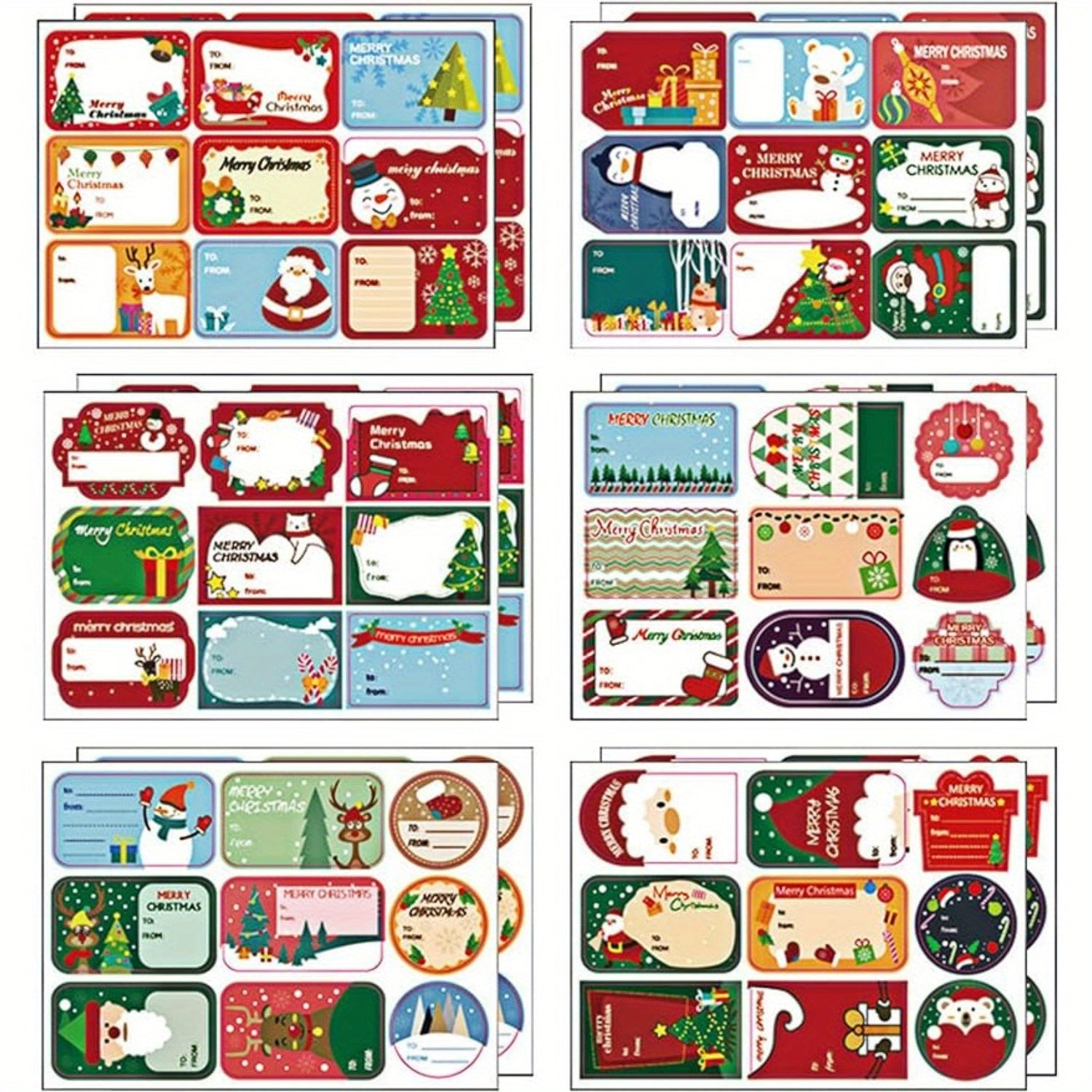 108pcs Xmas Stickers Labels Self Adhesive Christmas Gift Tag