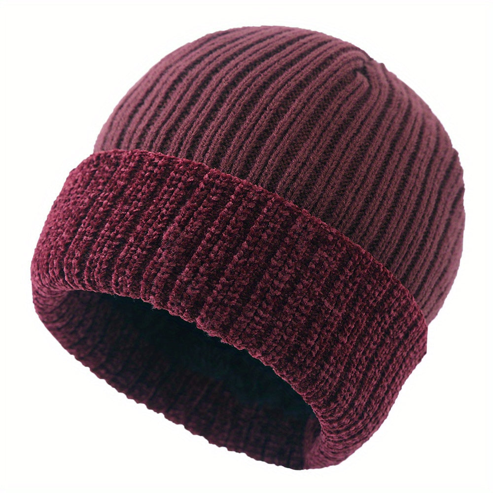 Winter Velvet Warm Knitted Beanie Hat for Ski Cycling
