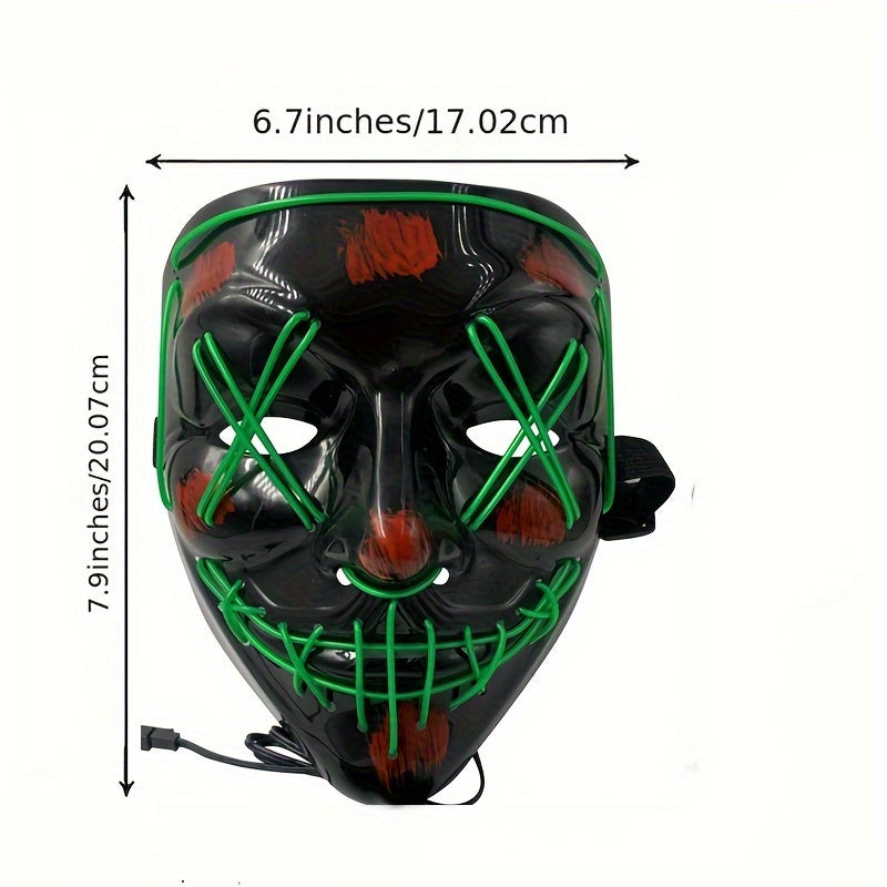 LED Purge Mask Light Up Mask 3 Lighting Modes Halloween Scary Mask