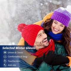 2 Pairs Winter Touch Screen Knit Gloves Anti Slip Thermal Gloves