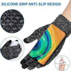 2 Pairs Winter Touch Screen Knit Gloves Anti Slip Thermal Gloves