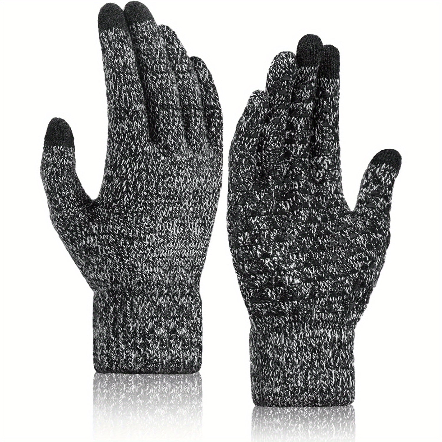 2 Pairs Winter Touch Screen Knit Gloves Anti Slip Thermal Gloves