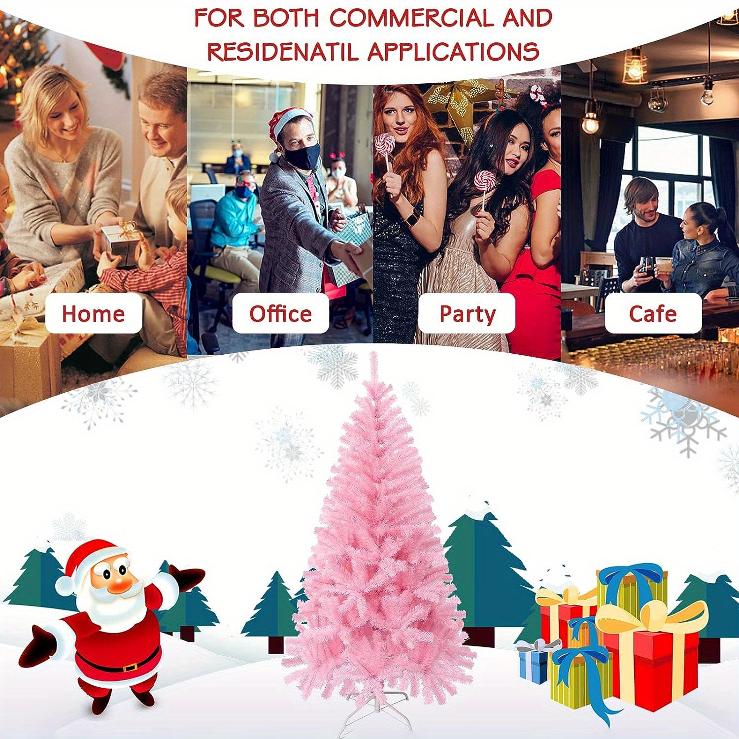 2ft Artificial Christmas Tree w/ Foldable Stand for Home Office Party Deco