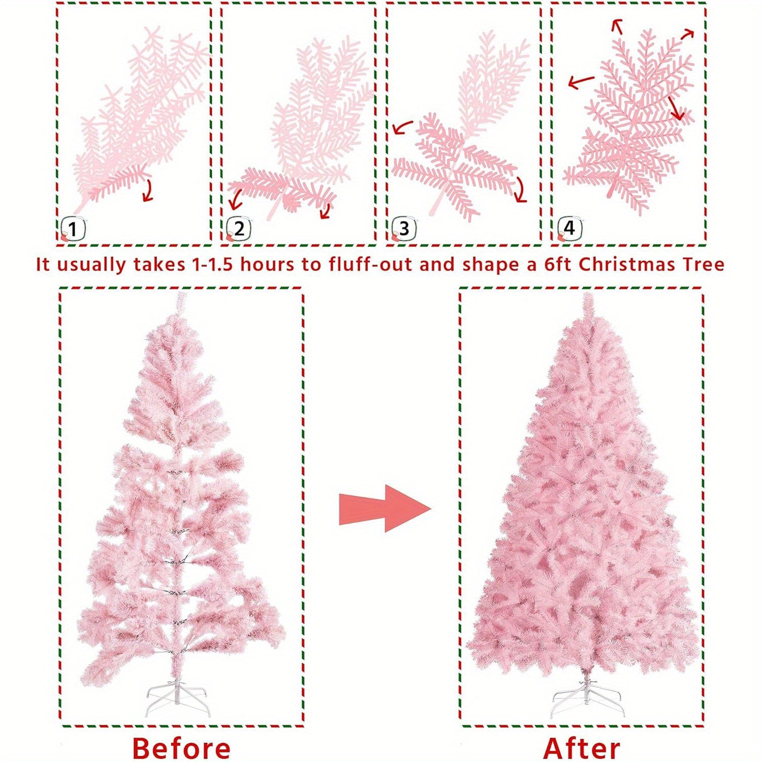 Artificial Christmas Tree 818 Branch Tips Foldable Stand Christmas Decor