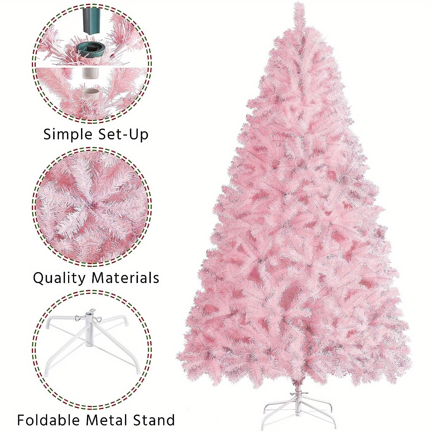 Artificial Christmas Tree 818 Branch Tips Foldable Stand Christmas Decor