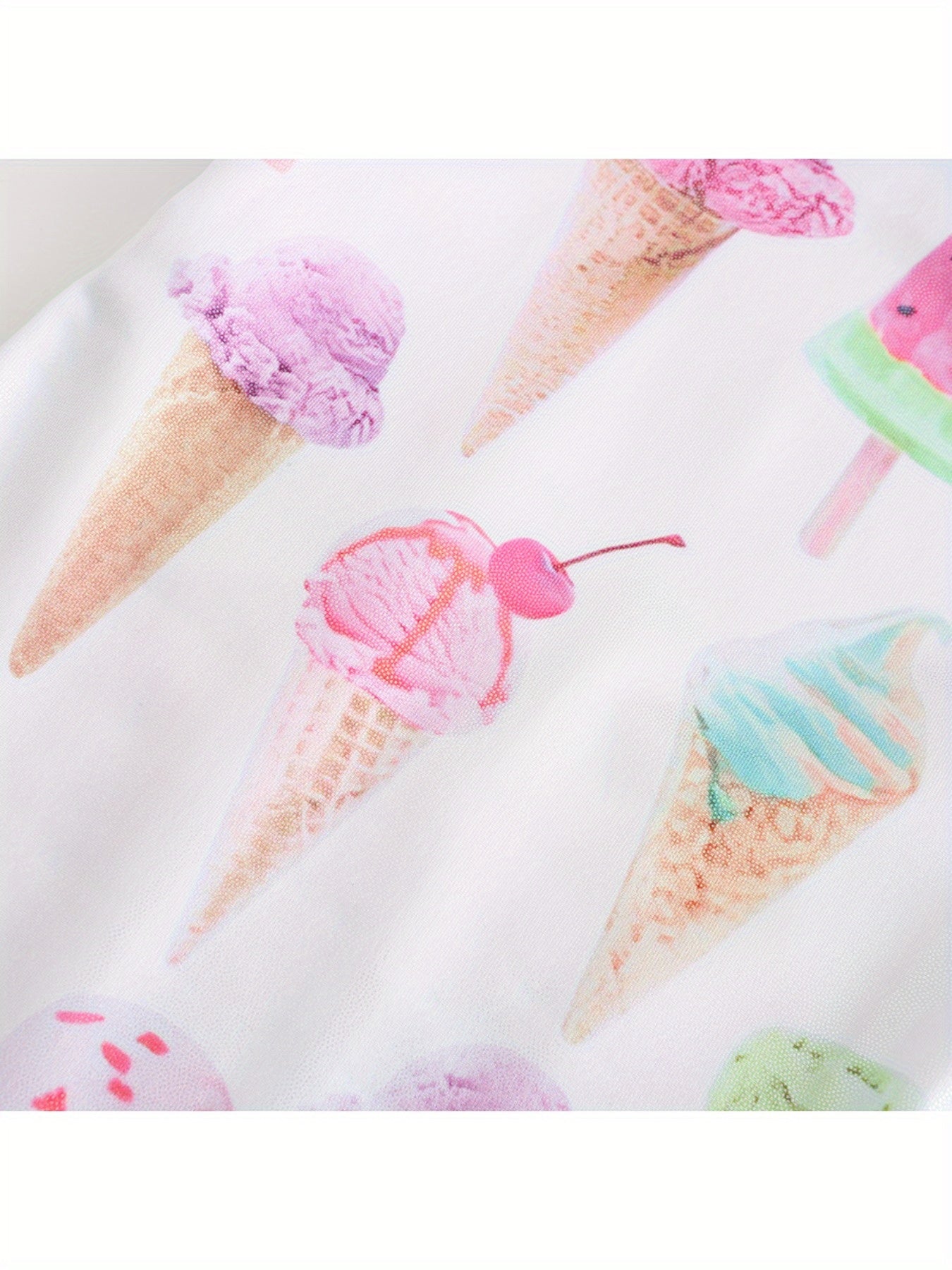 Girls Sweet Ice Cream Pattern Gymnastics Romper