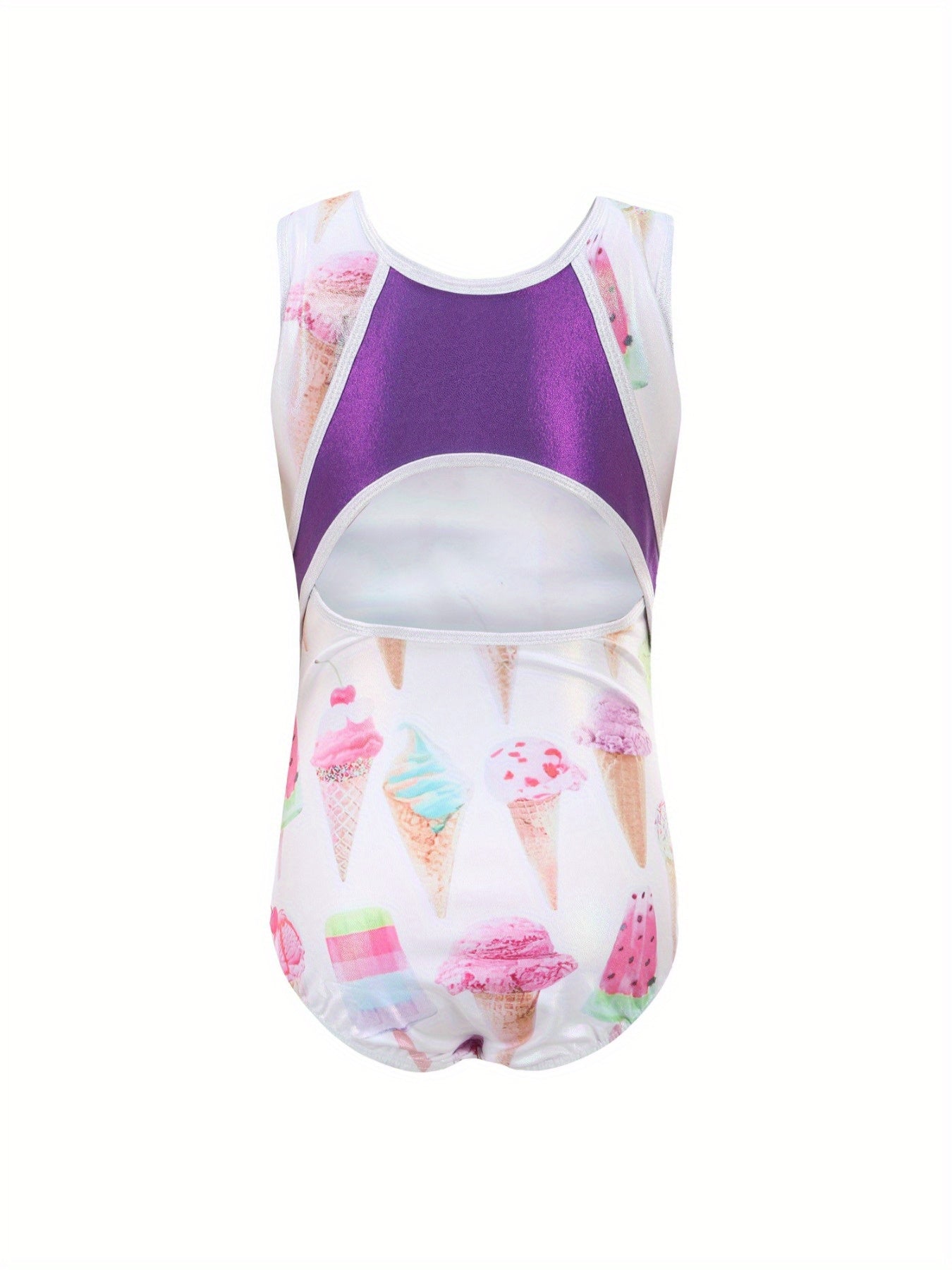 Girls Sweet Ice Cream Pattern Gymnastics Romper