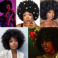 Short Afro Kinky Curly Wig With Bangs Brazilian Virgin Human Hair Wigs For Women