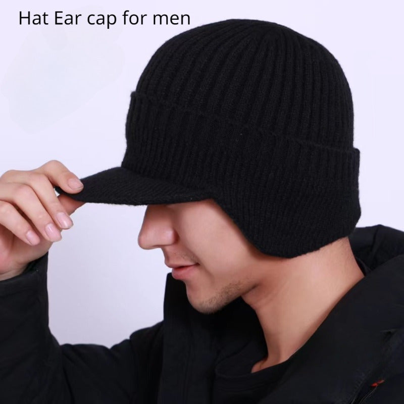 Men's Ear Protection Hat Autumn Winter Knitted Hat Cashmere Warm Hat