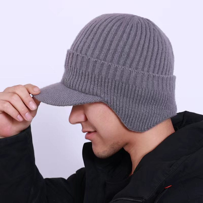 Men's Ear Protection Hat Autumn Winter Knitted Hat Cashmere Warm Hat