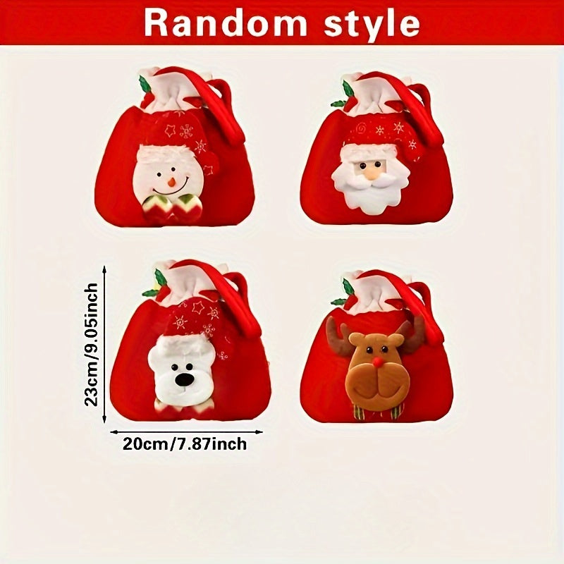 Christmas Plush Drawstring Gift Bag - Festive Candy Bag