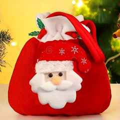 Christmas Plush Drawstring Gift Bag - Festive Candy Bag