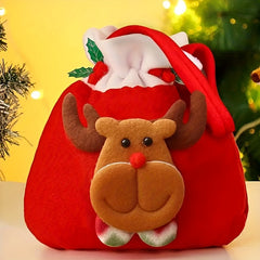 Christmas Plush Drawstring Gift Bag - Festive Candy Bag