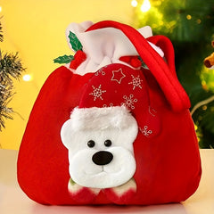 Christmas Plush Drawstring Gift Bag - Festive Candy Bag
