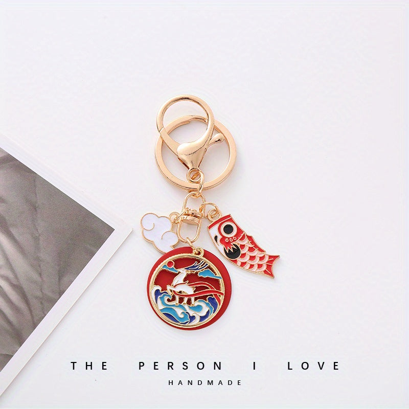 Chinese Style Koi Keychain Cartoon Cat Deer Pendant Ornament