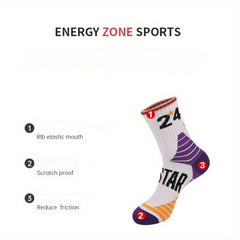 4 Pairs Men's Basketball Crew Socks Sweat Absorbent Breathable