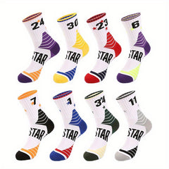 4 Pairs Men's Basketball Crew Socks Sweat Absorbent Breathable