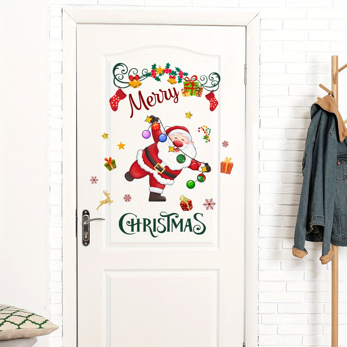 Christmas Stickers Snowflakes Stars Santa Claus Wall Stickers Door Stickers