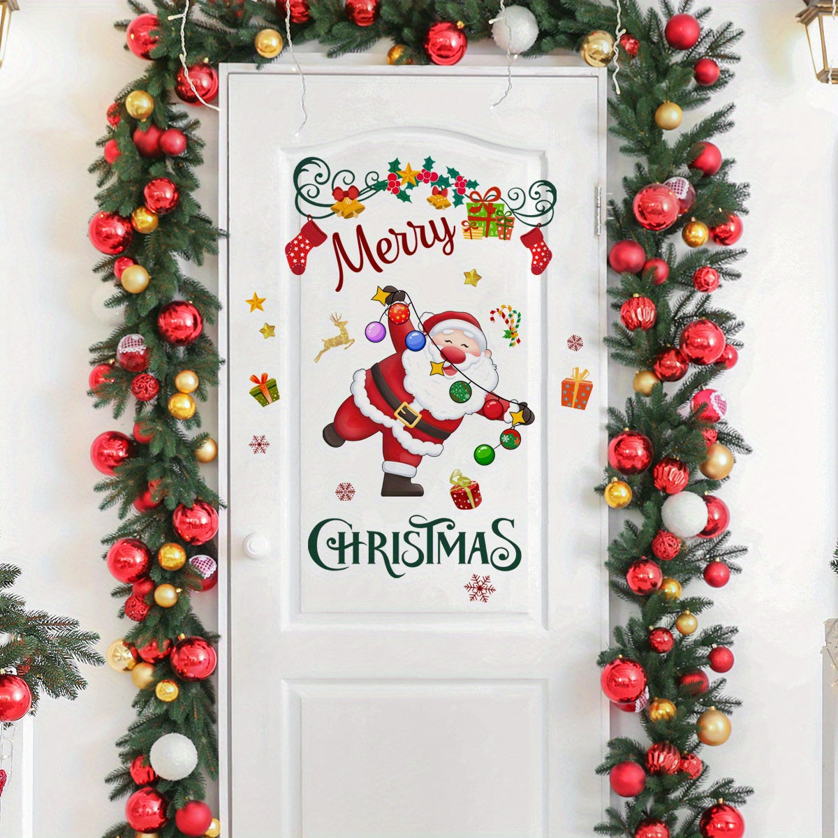Christmas Stickers Snowflakes Stars Santa Claus Wall Stickers Door Stickers