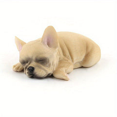 1pc British Bulldog Figurines Set Realistic Model Pet Dog Lying And Sleepy Dogs