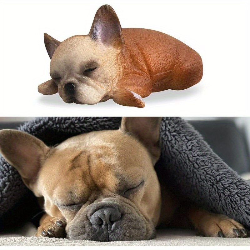 1pc British Bulldog Figurines Set Realistic Model Pet Dog Lying And Sleepy Dogs