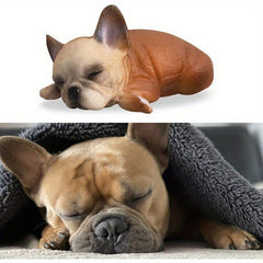 1pc British Bulldog Figurines Set Realistic Model Pet Dog Lying And Sleepy Dogs