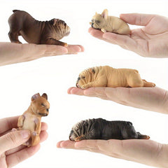 1pc British Bulldog Figurines Set Realistic Model Pet Dog Lying And Sleepy Dogs