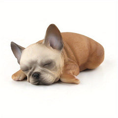 1pc British Bulldog Figurines Set Realistic Model Pet Dog Lying And Sleepy Dogs