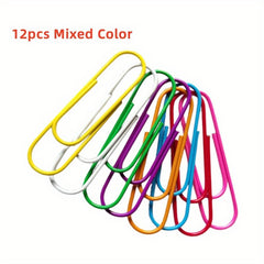 12pcs Multicolored Jumbo Paper Clips 100mm Large Paperclips For Office & School